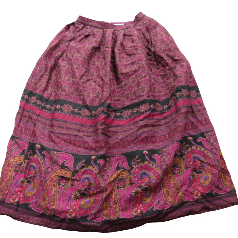 VTG  SIGNIFICANCE Wool Skirt Women's Size 12 Paisley‎ Print Midi A-Line Pleated